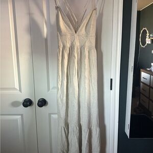 Stradivarius Cream Maxi Dress